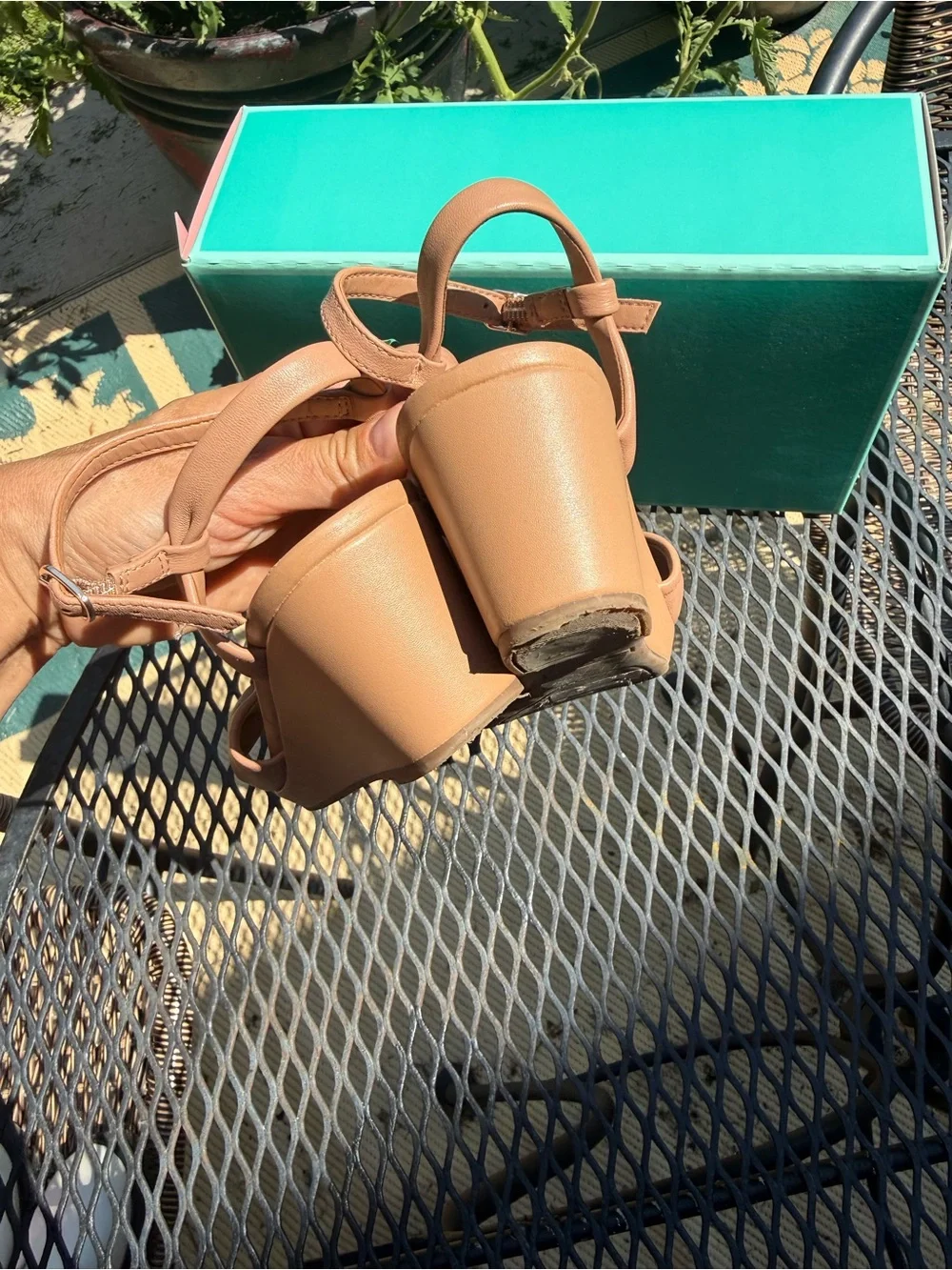 Copper Key Tan Knot Detail Wedge Sandals Girls Size 1